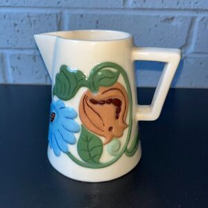 1960's Hand Painted Embossed Creamer Floral and Fruit Design WC Magelica Signed